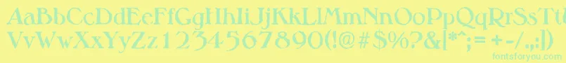 フォントMelbourneantiqueBold – 黄色い背景に緑の文字