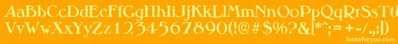 MelbourneantiqueBold-fontti – keltaiset fontit oranssilla taustalla