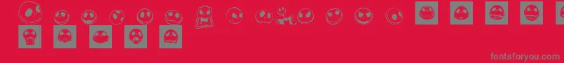 JackSkellingtonbats-Schriftart – Graue Schriften auf rotem Hintergrund