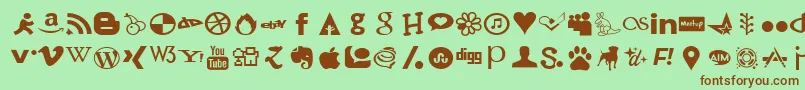 フォントSocialFont – 緑の背景に茶色のフォント