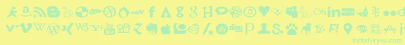 SocialFont Font – Green Fonts on Yellow Background