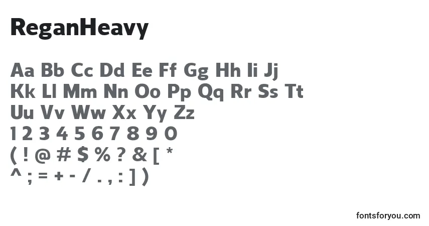 A fonte ReganHeavy – alfabeto, números, caracteres especiais