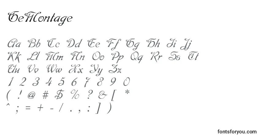 A fonte GeMontage – alfabeto, números, caracteres especiais