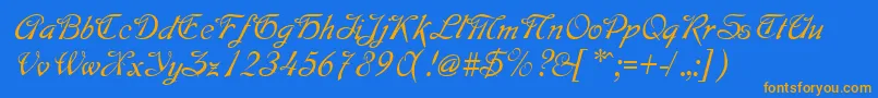 GeMontage Font – Orange Fonts on Blue Background