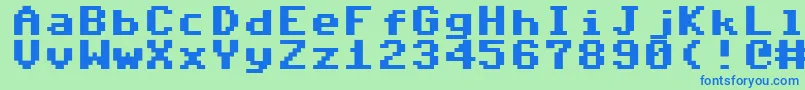 フォントAdore64 – 青い文字は緑の背景です。