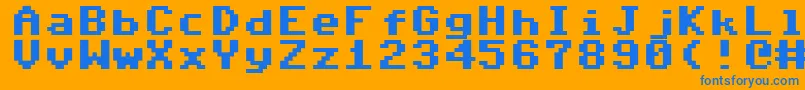 フォントAdore64 – オレンジの背景に青い文字