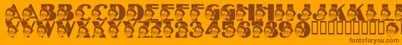 LmsTheSorcerersFont-Schriftart – Braune Schriften auf orangefarbenem Hintergrund