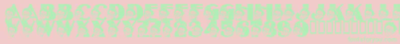 Fonte LmsTheSorcerersFont – fontes verdes em um fundo rosa