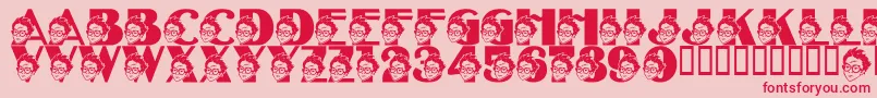 フォントLmsTheSorcerersFont – ピンクの背景に赤い文字