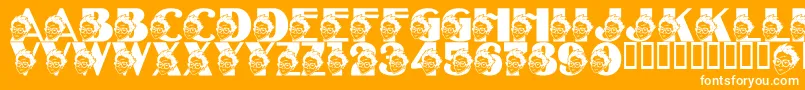LmsTheSorcerersFont-Schriftart – Weiße Schriften auf orangefarbenem Hintergrund