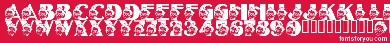 Fonte LmsTheSorcerersFont – fontes brancas em um fundo vermelho