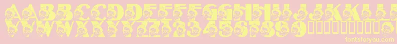 LmsTheSorcerersFont-Schriftart – Gelbe Schriften auf rosa Hintergrund