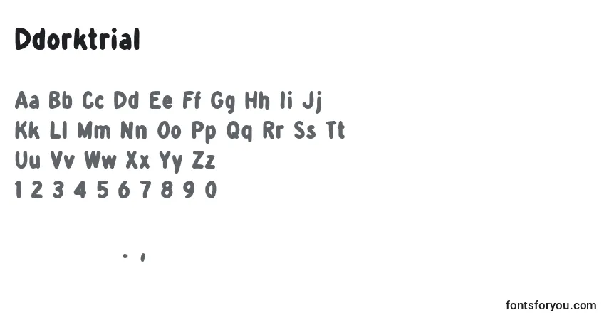 Шрифт Ddorktrial (79378) – алфавит, цифры, специальные символы