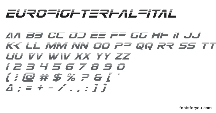 A fonte Eurofighterhalfital – alfabeto, números, caracteres especiais