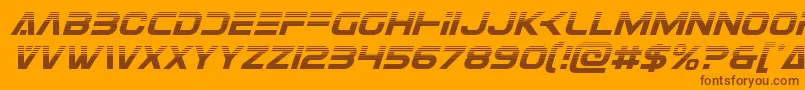 Eurofighterhalfital-Schriftart – Braune Schriften auf orangefarbenem Hintergrund