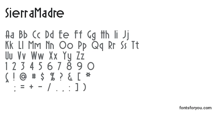 Fuente SierraMadre - alfabeto, números, caracteres especiales