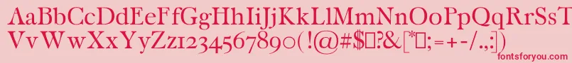 CaritaRegular Font – Red Fonts on Pink Background