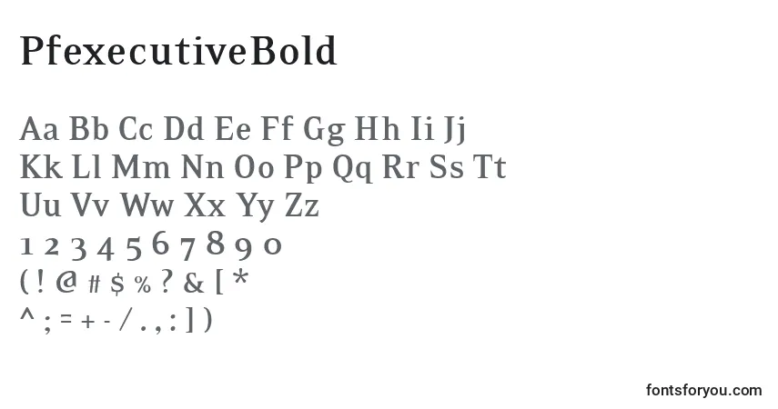 Czcionka PfexecutiveBold – alfabet, cyfry, specjalne znaki
