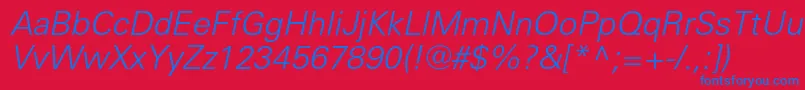 UniverslightcItalic Font – Blue Fonts on Red Background