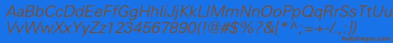 UniverslightcItalic Font – Brown Fonts on Blue Background