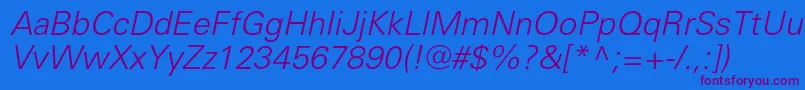 More about UniverslightcItalic Font UniverslightcItalic Font – Purple Fonts on Blue Background