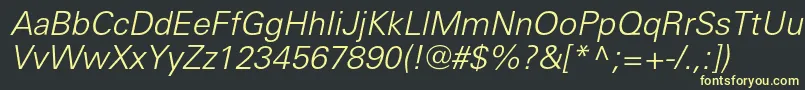 UniverslightcItalic Font – Yellow Fonts on Black Background