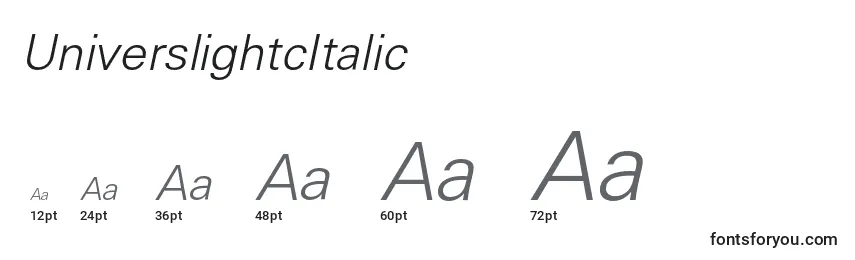 UniverslightcItalic Font Sizes