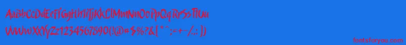 フォントCandombe – 赤い文字の青い背景