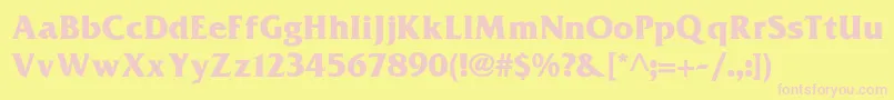Frizquadrata ffy-Schriftart – Rosa Schriften auf gelbem Hintergrund