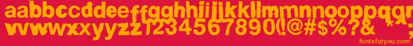 フォントFdHelwoodica – 赤い背景にオレンジの文字