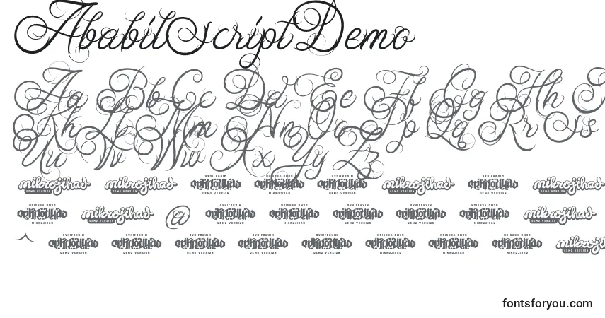 AbabilScriptDemo Font – alphabet, numbers, special characters
