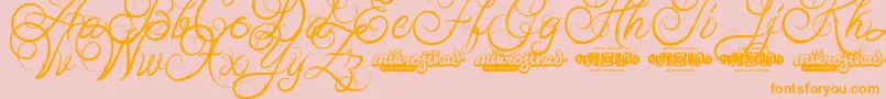 AbabilScriptDemo-Schriftart – Orangefarbene Schriften auf rosa Hintergrund