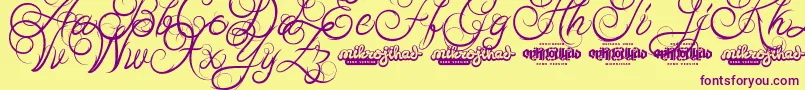 AbabilScriptDemo Font – Purple Fonts on Yellow Background