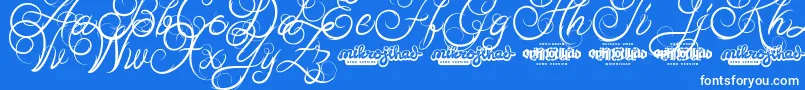 AbabilScriptDemo-Schriftart – Weiße Schriften auf blauem Hintergrund