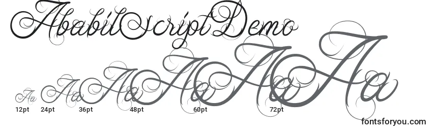 AbabilScriptDemo Font Sizes