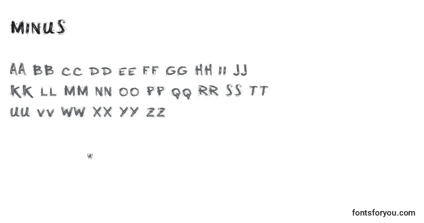 Schriftart Minus – Alphabet, Zahlen, spezielle Symbole