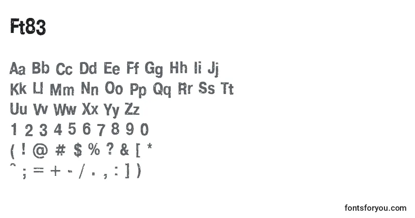 Czcionka Ft83 – alfabet, cyfry, specjalne znaki