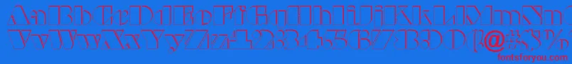 ABraggaotlsh-Schriftart – Rote Schriften auf blauem Hintergrund