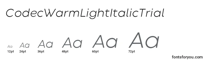CodecWarmLightItalicTrial Font Sizes