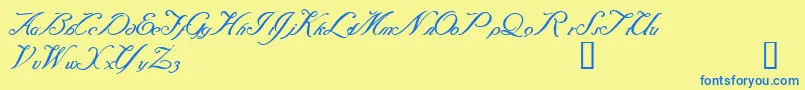 Baraquiel-Schriftart – Blaue Schriften auf gelbem Hintergrund