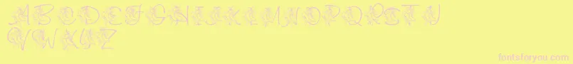 Czcionka LmsCuttingTheIce – różowe czcionki na żółtym tle