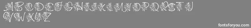 フォントLmsCuttingTheIce – 灰色の背景に白い文字