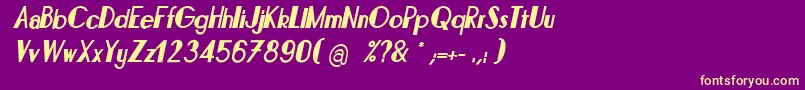 フォントBonafettiItalic – 紫の背景に黄色のフォント