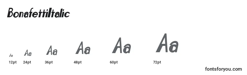 Размеры шрифта BonafettiItalic