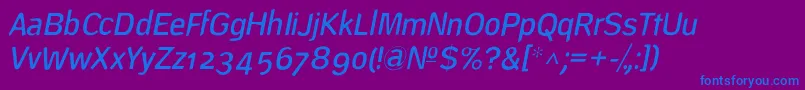 DeconstructLightoblique-Schriftart – Blaue Schriften auf violettem Hintergrund