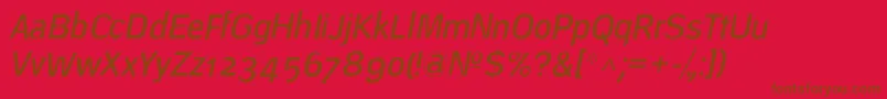 DeconstructLightoblique-fontti – ruskeat fontit punaisella taustalla