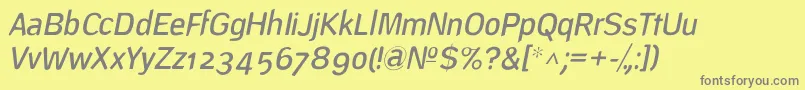 Шрифт DeconstructLightoblique – серые шрифты на жёлтом фоне