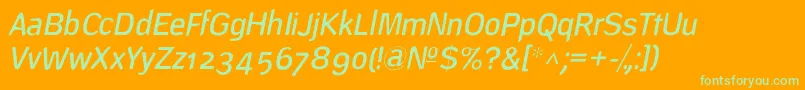 Шрифт DeconstructLightoblique – зелёные шрифты на оранжевом фоне
