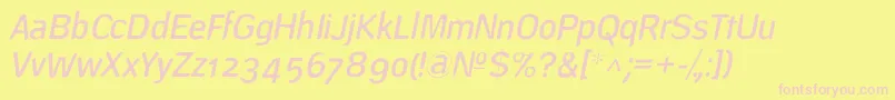 DeconstructLightoblique Font – Pink Fonts on Yellow Background