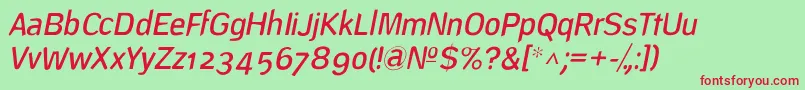 Шрифт DeconstructLightoblique – красные шрифты на зелёном фоне
